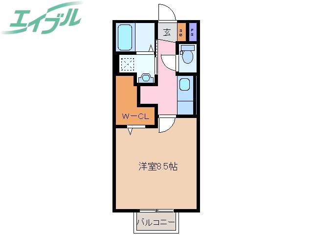 アルディーラ伊倉 B棟(1K/2階)の間取り写真