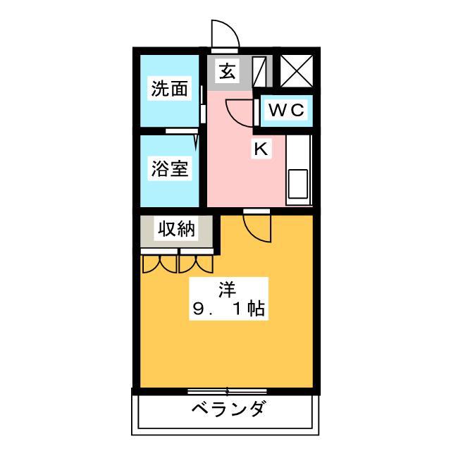 シャルマン カトレア(1K/2階)の間取り写真