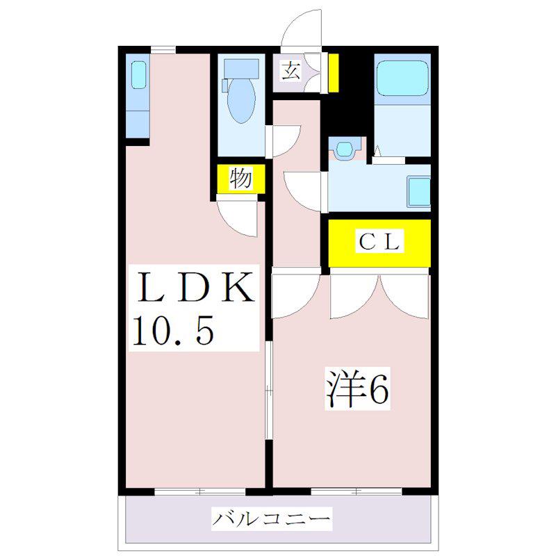 プレステージ上塩屋(1LDK/2階)の間取り写真