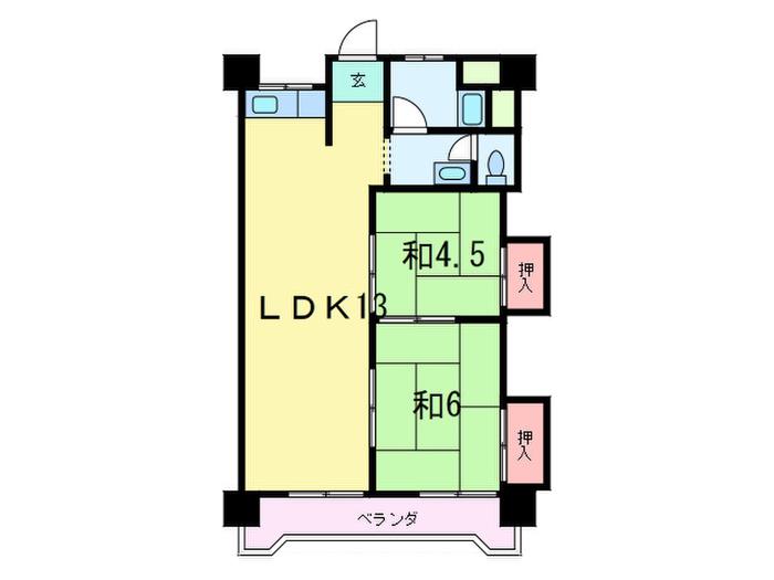 ガーデンハイツ魚崎(2LDK/7階)の間取り写真