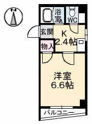 エスペランサ大手町(1K/2階)の間取り写真