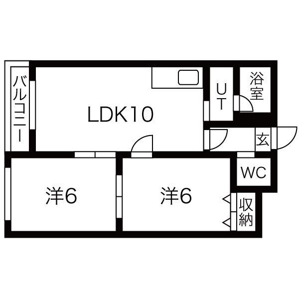 フランネル23(2LDK/4階)の間取り写真