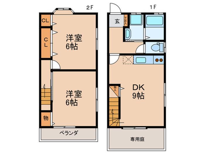 ERINA(2DK/1階)の間取り写真