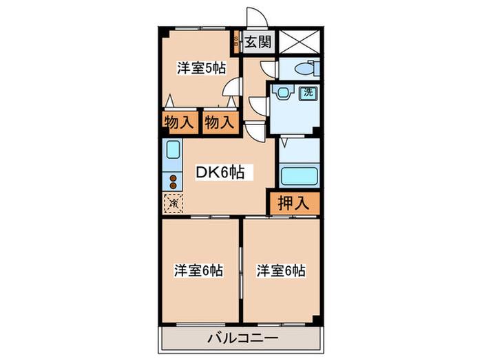 カーディナンス永山(2LDK/2階)の間取り写真