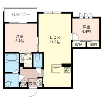 パレット(2LDK/2階)の間取り写真