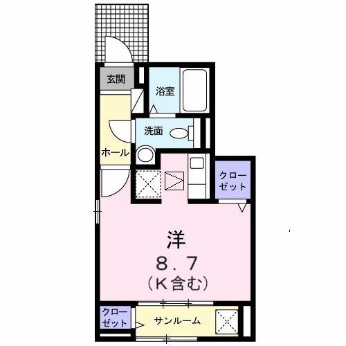 POLARIS(ワンルーム/1階)の間取り写真