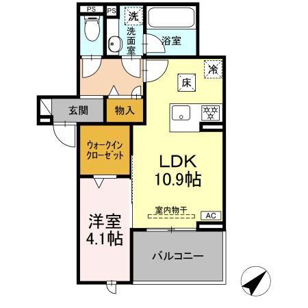 D-AVANCE 柱六番町III(1LDK/1階)の間取り写真