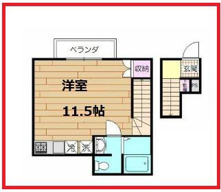 カサグリス(ワンルーム/2階)の間取り写真