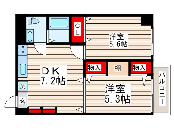 ミズイレハイランドマンション(2DK/1階)の間取り写真