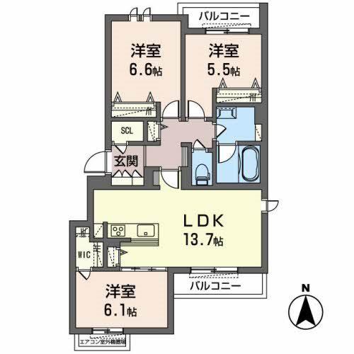 シャーメゾン プレーナスペイ(3LDK/3階)の間取り写真