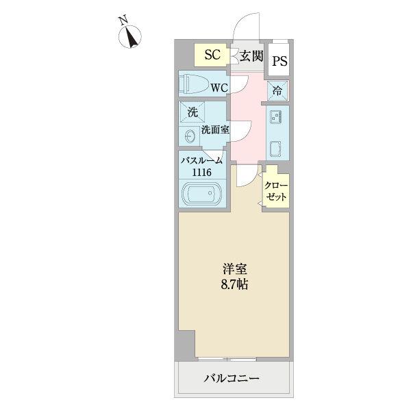 コントレイルりんくう常滑(1K/3階)の間取り写真