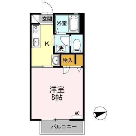 プチコーポかたおか(1K/1階)の間取り写真