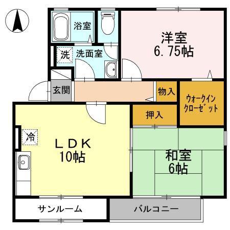 メゾン・パークス C棟(2LDK/1階)の間取り写真