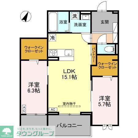 センカIII(2LDK/2階)の間取り写真