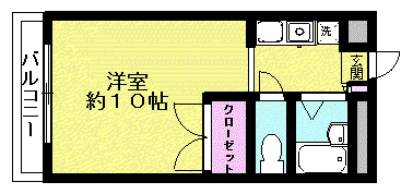 武蔵グリーンハイツII(1K/1階)の間取り写真