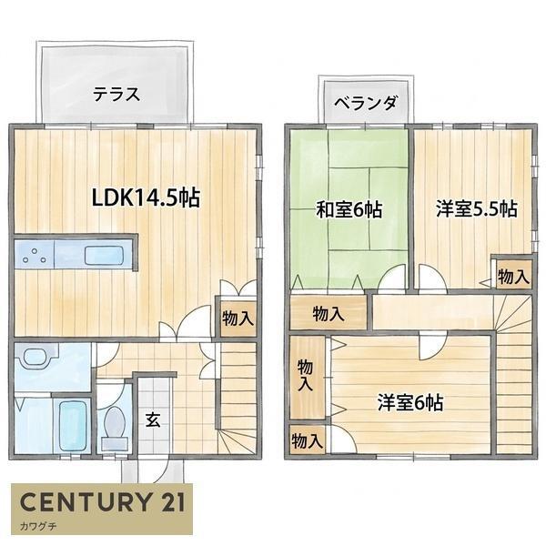 ガーデンハウス(3LDK/1階)の間取り写真