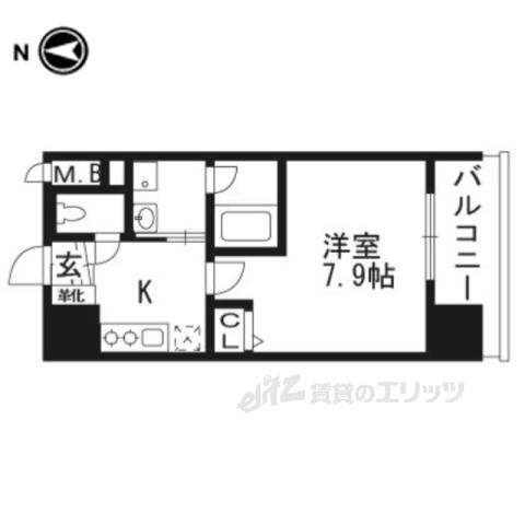 ベラジオ京都西院ウエストシティⅡ(1K/7階)の間取り写真