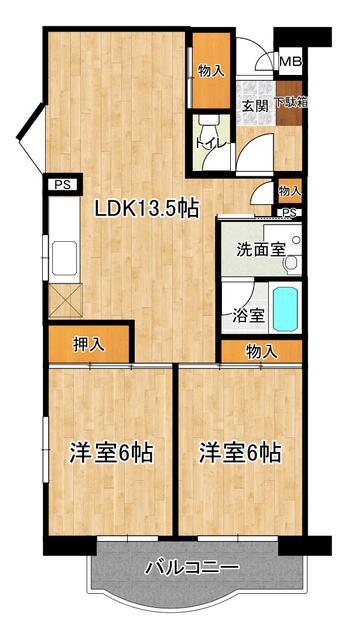 グリーンハイム飯田(2LDK/2階)の間取り写真