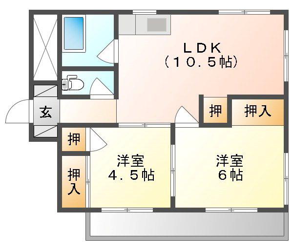 シエル神田(2LDK/3階)の間取り写真