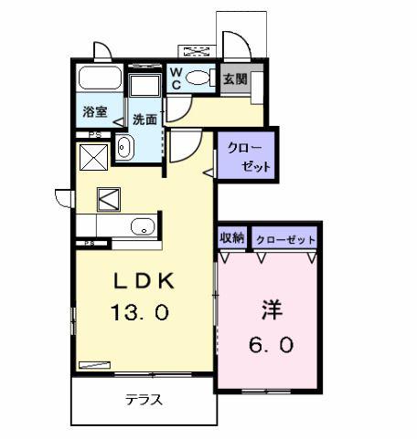グランツコートK B(1LDK/1階)の間取り写真