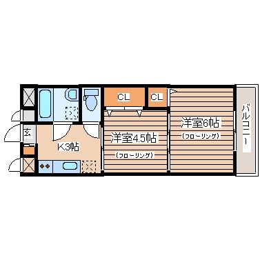 コーポ伊藤(2K/2階)の間取り写真