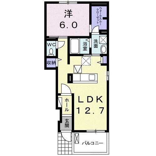 ヴィア ヴィトーリア(1LDK/1階)の間取り写真