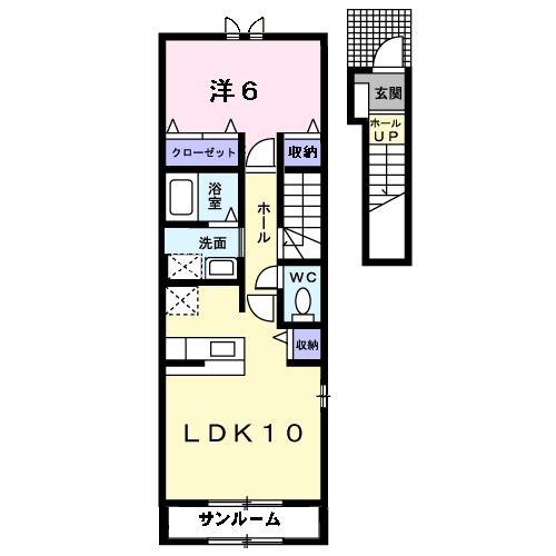 メルヴェイユ III(1LDK/2階)の間取り写真