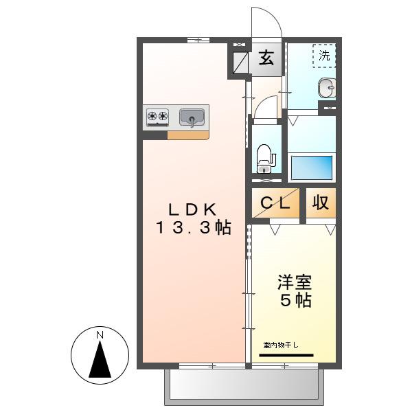 くりーん・らいふ(1LDK/2階)の間取り写真