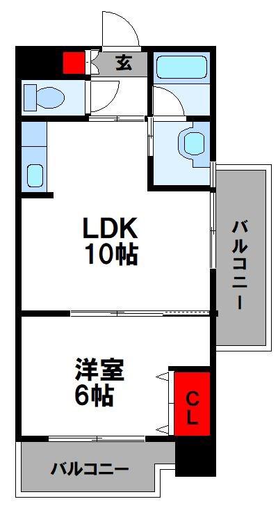 セントフォール新飯塚駅東(1LDK/10階)の間取り写真