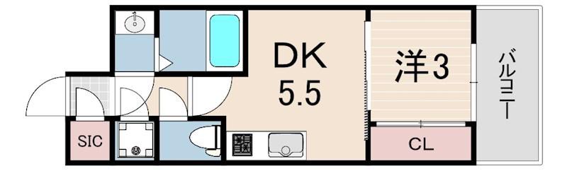 セレニテ神戸ミラク(1DK/13階)の間取り写真