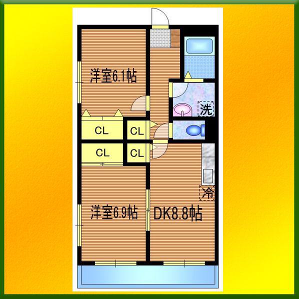 エクセレント南町(2LDK/3階)の間取り写真