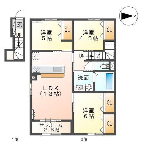 ボナール・ディアコート(3LDK/2階)の間取り写真