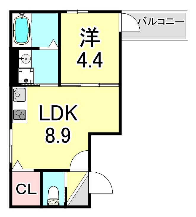 MAXIV CITY神戸鷹取 TRE(1LDK/1階)の間取り写真