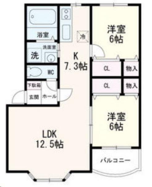 グランシャリオ(2LDK/2階)の間取り写真