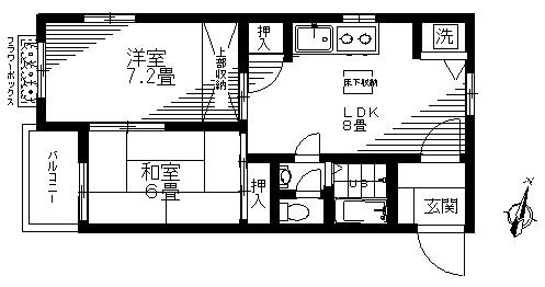 メゾンローザンヌ(2LDK/1階)の間取り写真