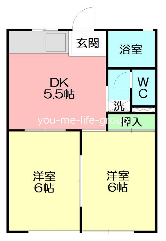 フォレスト(2DK/2階)の間取り写真