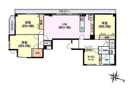 ロワジール麻布(3SLDK/6階)の間取り写真