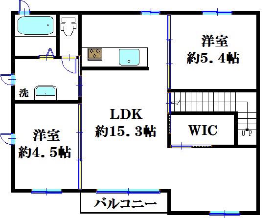 シャテーヌ草加 I(2LDK/2階)の間取り写真