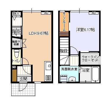 ビオラ野村A棟(1LDK/1階)の間取り写真