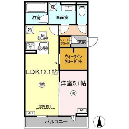 LUVERIA(1LDK/1階)の間取り写真