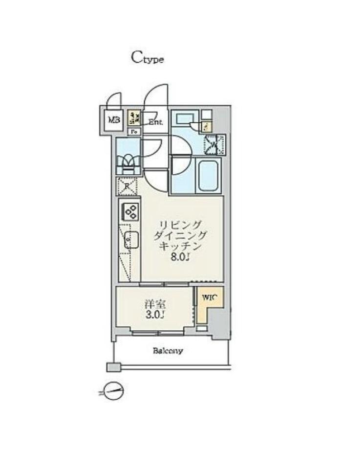 クレストコート北千住レジデンス(1LDK/8階)の間取り写真