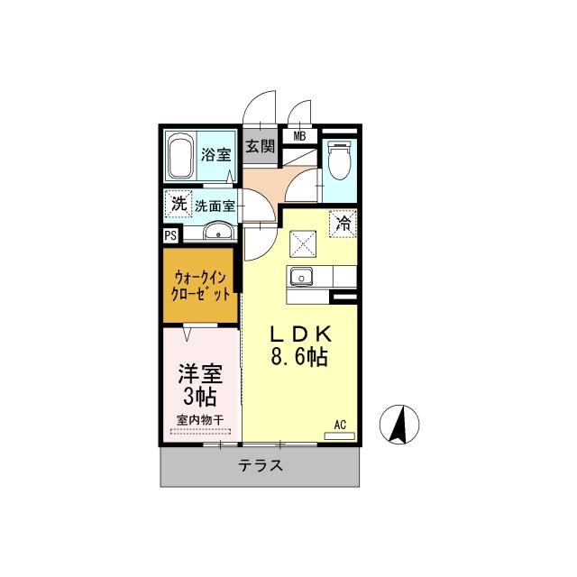 シェラール(1LDK/1階)の間取り写真