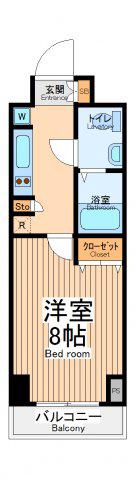 カッシアカワサキレジデンス(1K/5階)の間取り写真