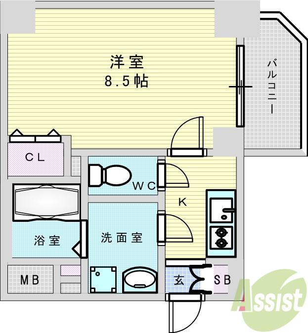 S-RESIDENCE千里丘(1K/10階)の間取り写真