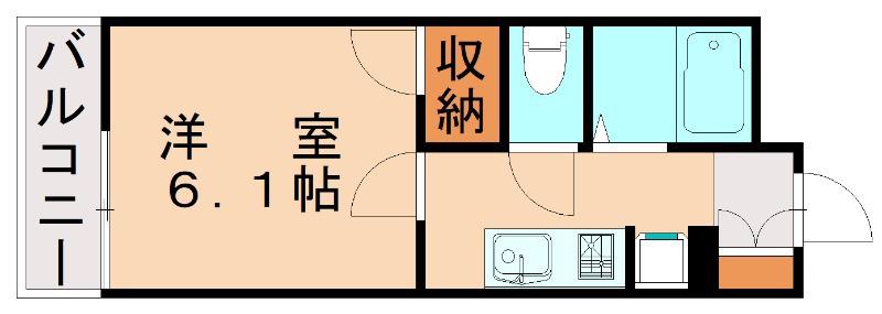 レオパレス西中州(1K/3階)の間取り写真