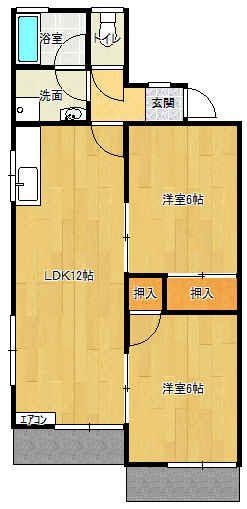 メゾン上岡田A棟(2LDK/2階)の間取り写真