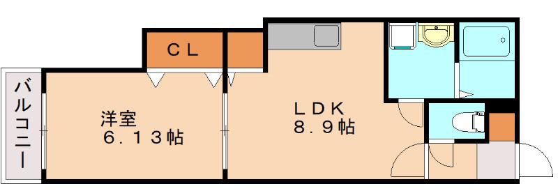 プレチサメンテ 今宿駅前(1LDK/1階)の間取り写真