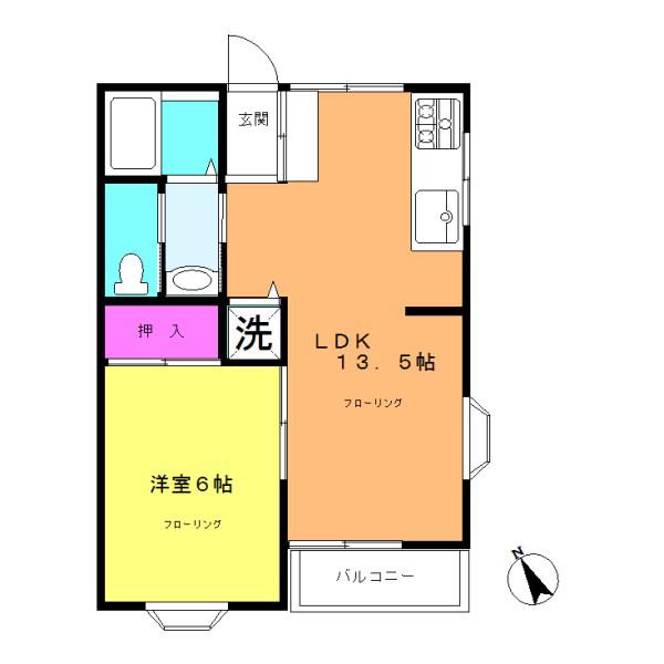 グリーンハイツ(1LDK/2階)の間取り写真