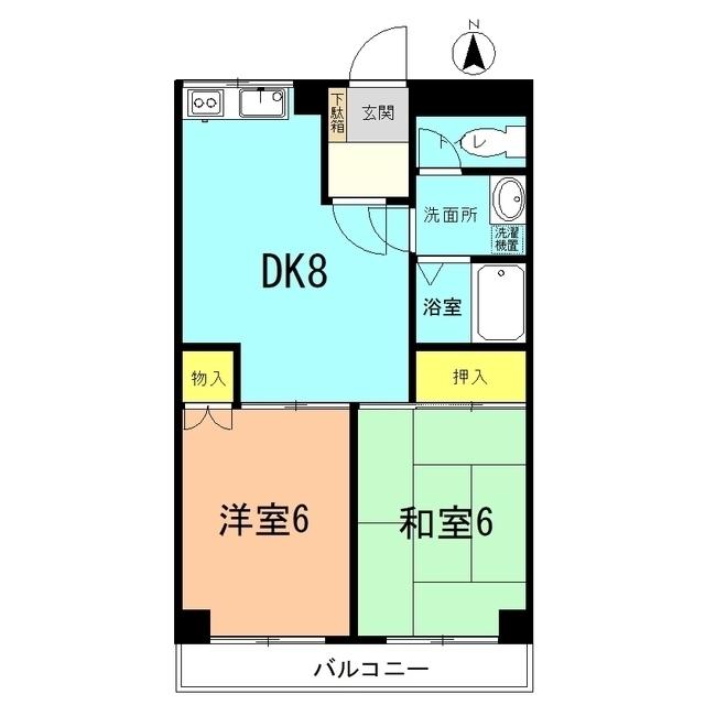 メゾンブランシェ(2DK/2階)の間取り写真