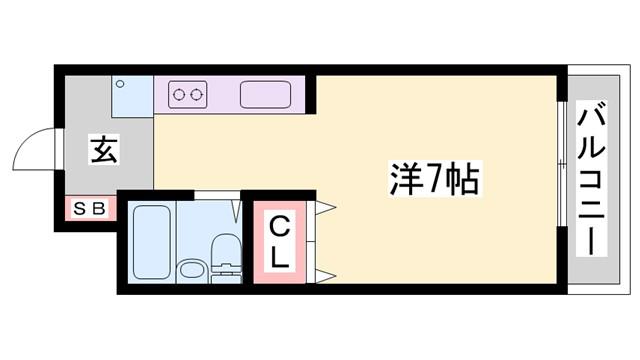 メゾン春III番館(ワンルーム/2階)の間取り写真